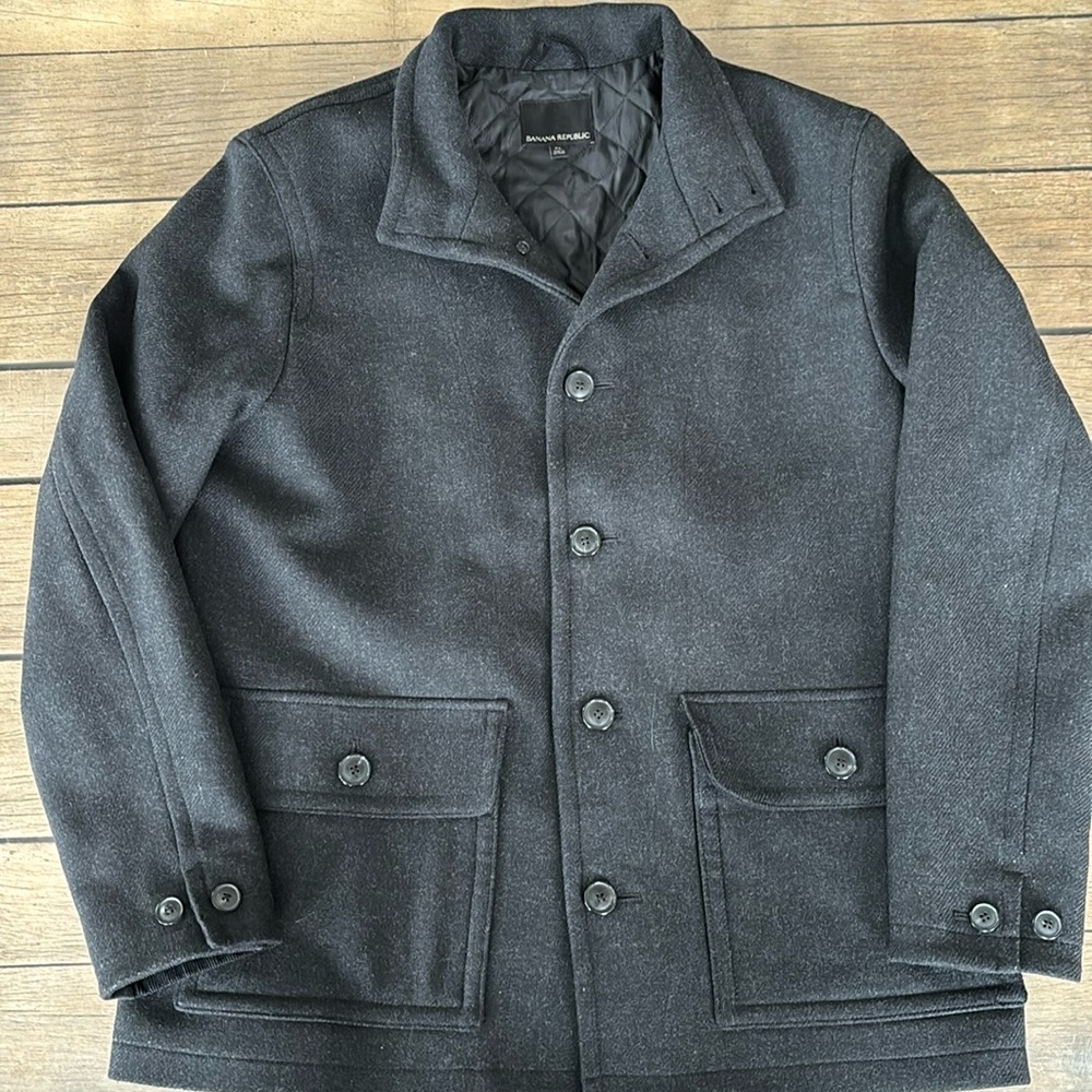 Banana Republic Men’s Charcoal Grey Lined Wool Jacket